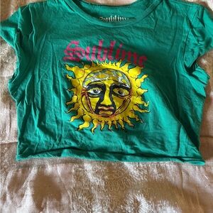 Sublime Green Crop Top with Sun Graphic